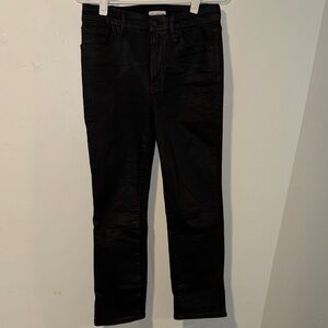 GOOD AMERICAN COATED BLACK JEANS HIGH STRETCH DENIM